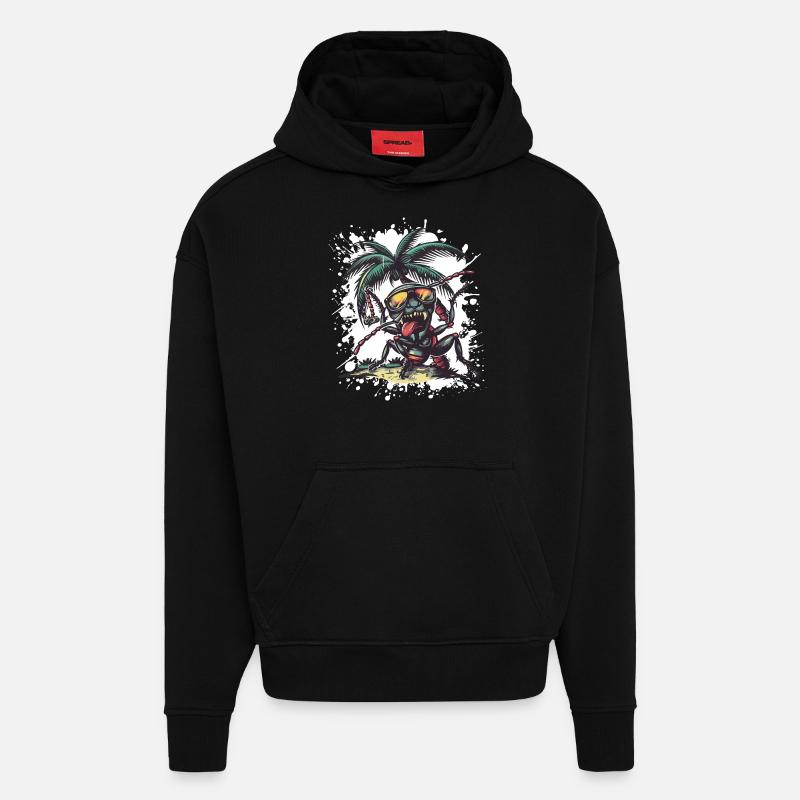 Vacances d’été Ant - Sweat à capuche bio épais oversize fabriqué en UE - SOLID BLACK