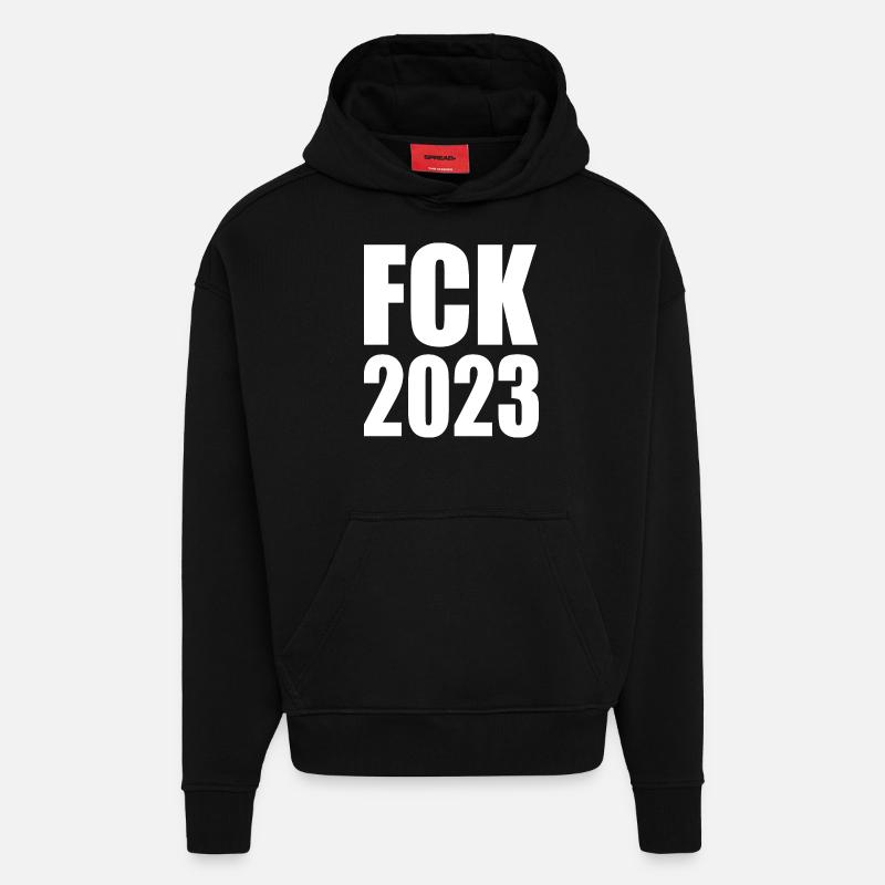 Fck 2023 - Sweat à capuche bio épais oversize fabriqué en UE - SOLID BLACK