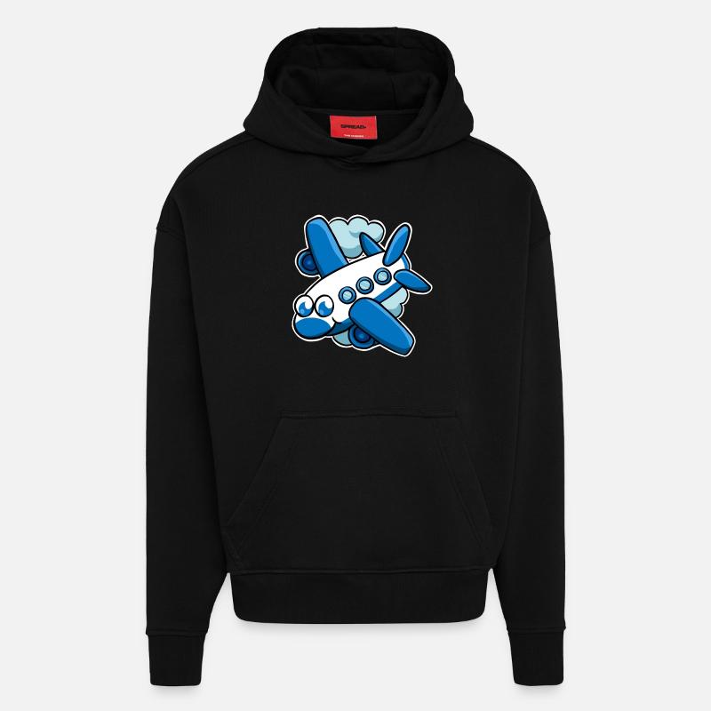 Flugzeug - Hoodie- made by SPREAD  - SOLID BLACK