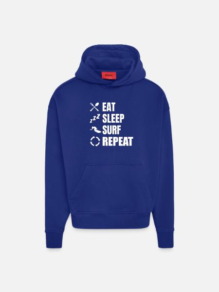 Manger, dormir, surfer, répéter - Sweat à capuche bio épais oversize fabriqué en UE - SOLID BLACK