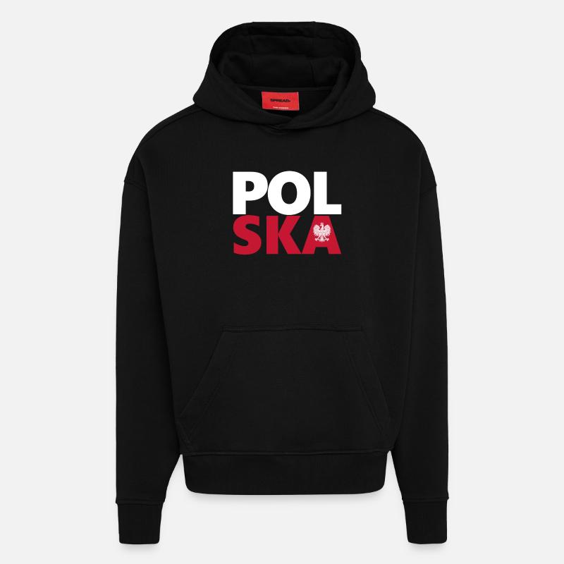 Pologne - Sweat à capuche bio épais oversize fabriqué en UE - SOLID BLACK
