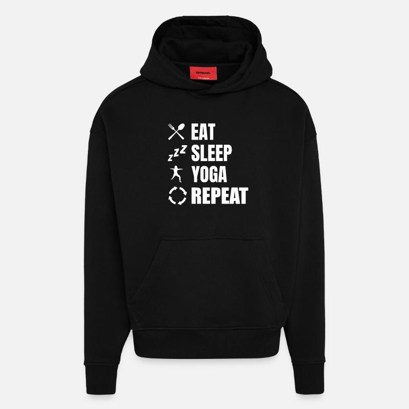 Manger dormir Yoga Répéter - Sweat à capuche bio épais oversize fabriqué en UE - SOLID BLACK