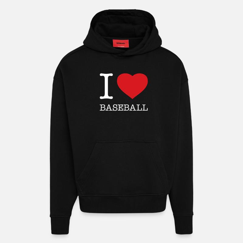 J’ADORE LE BASEBALL - Sweat à capuche bio épais oversize fabriqué en UE - SOLID BLACK