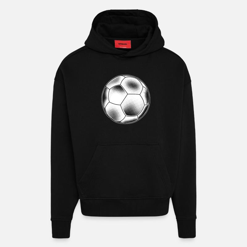 Graphisme de handball - Sweat à capuche bio épais oversize fabriqué en UE - SOLID BLACK