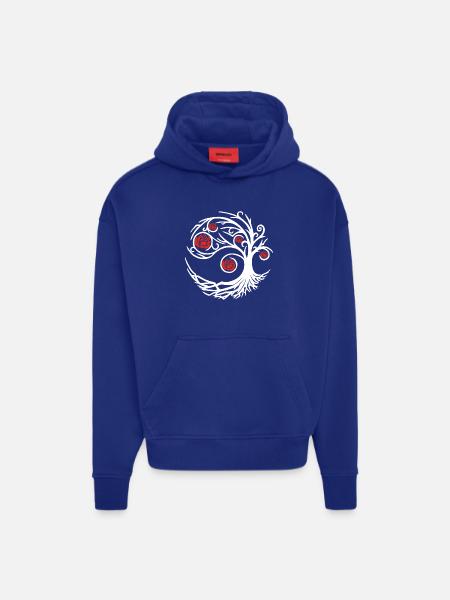 Stylized White Tree and Red Roses - Hoodie- made by SPREAD  - SOLID BLACK
