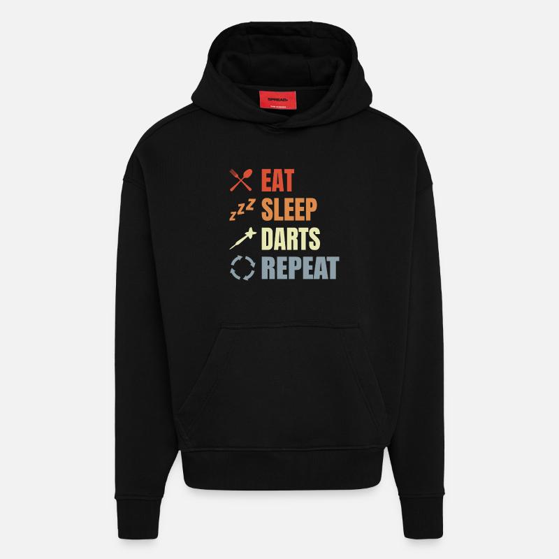 Eat Sleep Darts Repeat - Hoodie- made by SPREAD  - SOLID BLACK