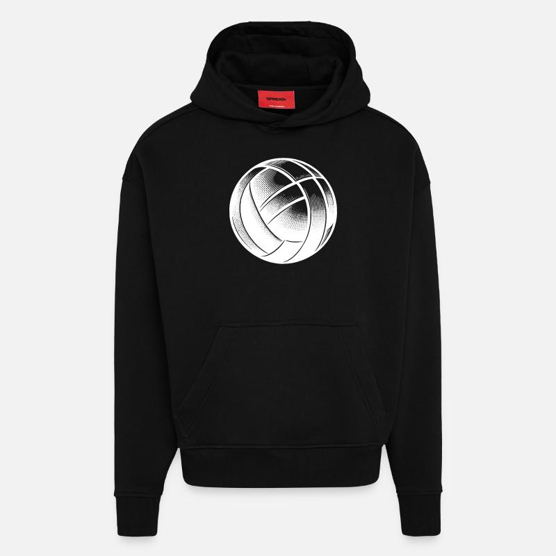 Conception de volley-ball - Sweat à capuche bio épais oversize fabriqué en UE - SOLID BLACK
