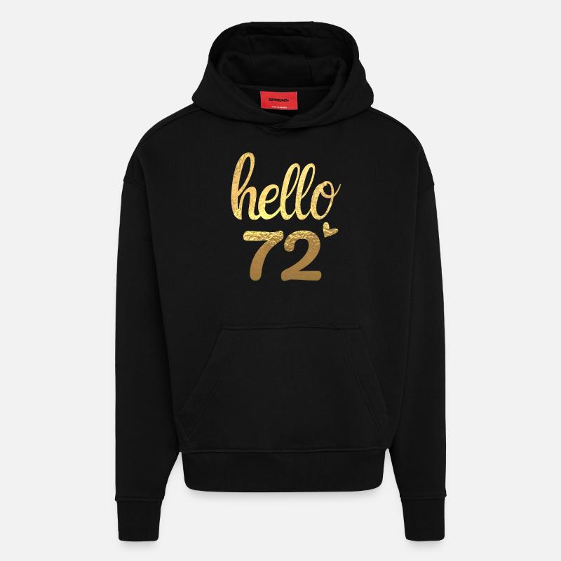 Hello 72 doré - Sweat à capuche bio épais oversize fabriqué en UE - SOLID BLACK