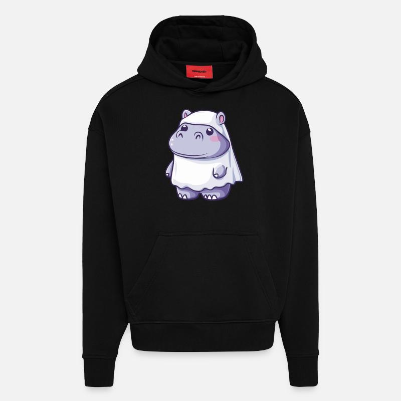Nilpferd Halloween Lustig Geist - Hoodie- made by SPREAD - SOLID BLACK