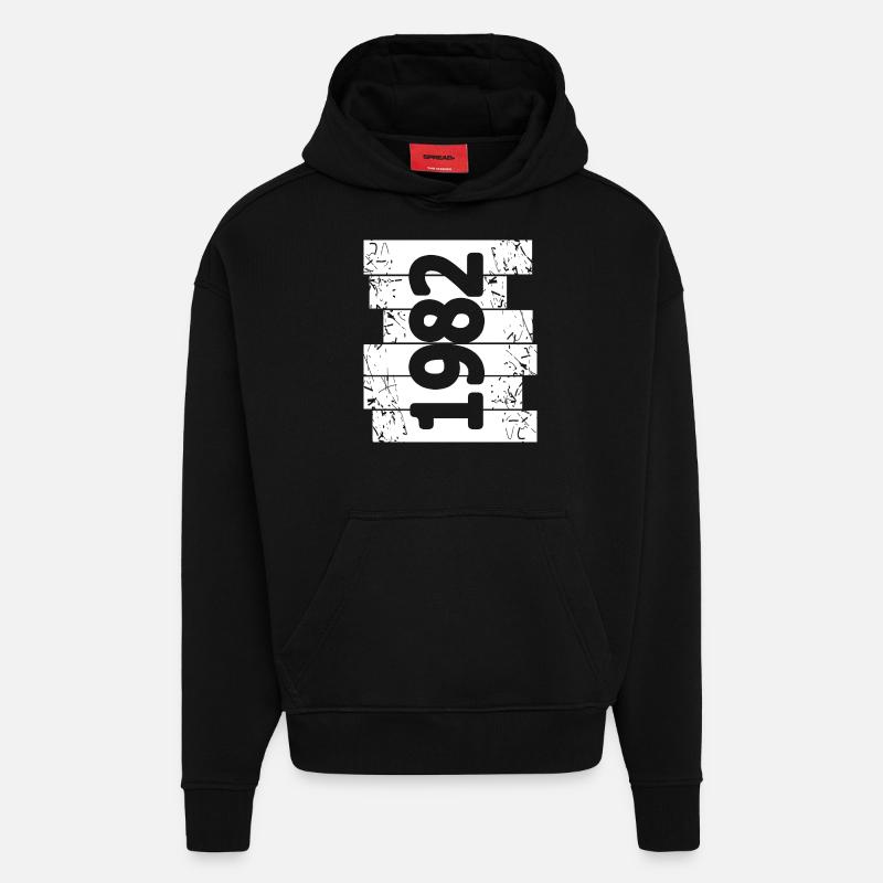1982 - Sweat à capuche bio épais oversize fabriqué en UE - SOLID BLACK