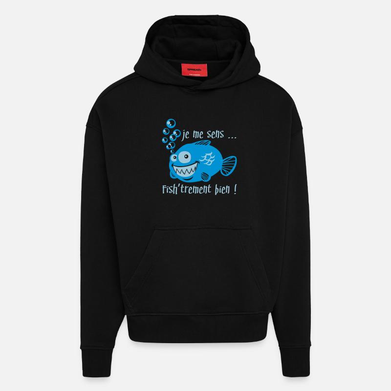 Comme un poisson dans l'eau - Sweat à capuche bio épais oversize fabriqué en UE - SOLID BLACK