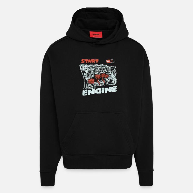 Start the engine, engine, engine - Hoodie- made by SPREAD  - SOLID BLACK