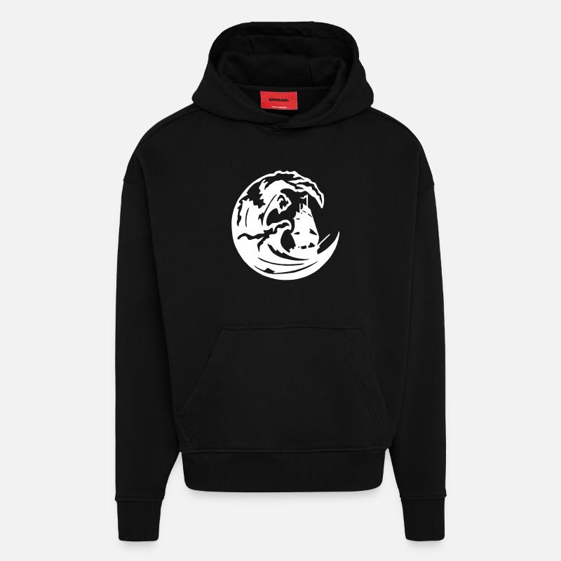 The Great White Wave - Hoodie- made by SPREAD  - SOLID BLACK