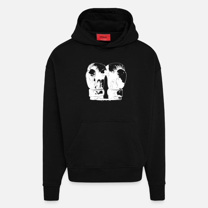 Boxe - Sweat à capuche bio épais oversize fabriqué en UE - SOLID BLACK