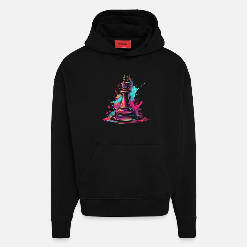 Graffiti d’échecs - Sweat à capuche bio épais oversize fabriqué en UE - SOLID BLACK