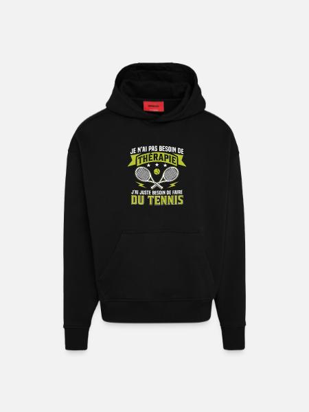 I just need to play tennis - Hoodie- made by SPREAD - SOLID BLACK
