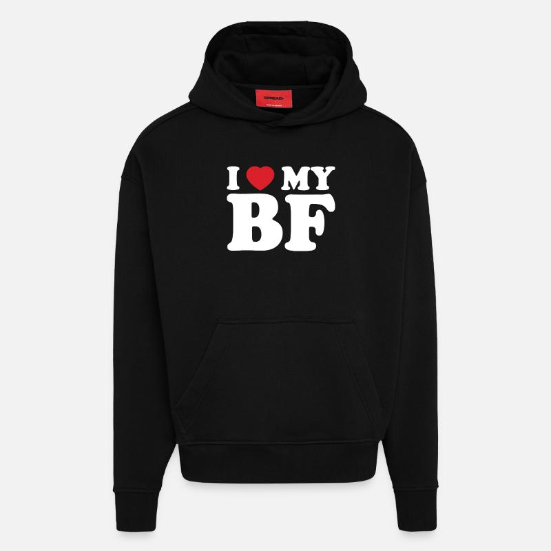 I Heart My BE Tee - Sweat à capuche bio épais oversize fabriqué en UE - SOLID BLACK