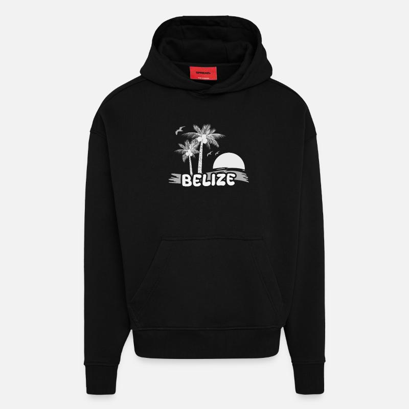 Plage de Belize - Sweat à capuche bio épais oversize fabriqué en UE - SOLID BLACK