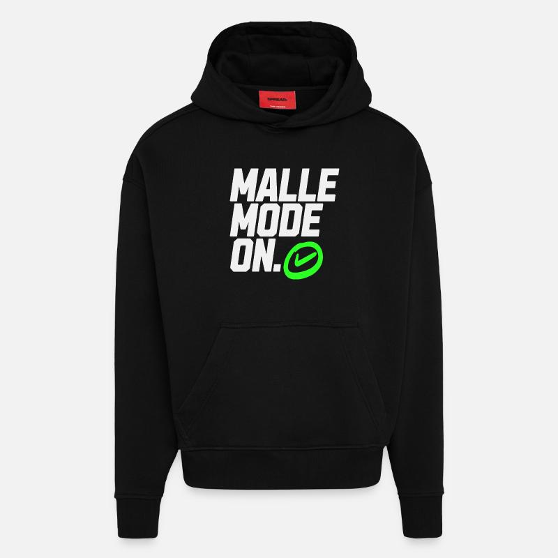 Mallemodus On – Graphique avec coche verte - Sweat à capuche bio épais oversize fabriqué en UE - SOLID BLACK