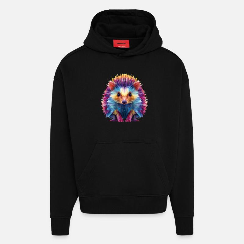 Hedgehog - Hoodie- made by SPREAD  - SOLID BLACK