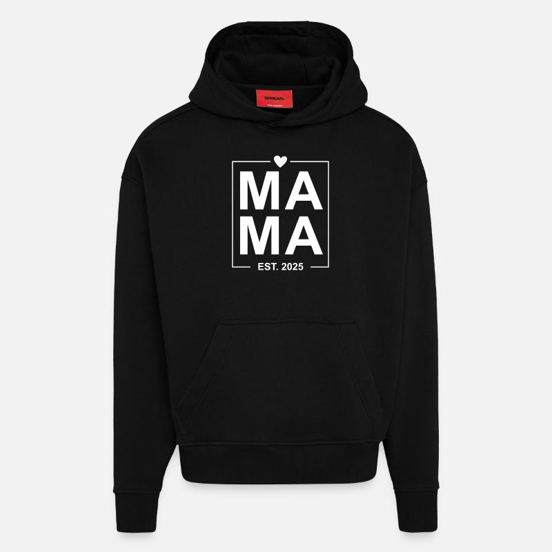 Mama Est 2025 - Sweat à capuche bio épais oversize fabriqué en UE - SOLID BLACK