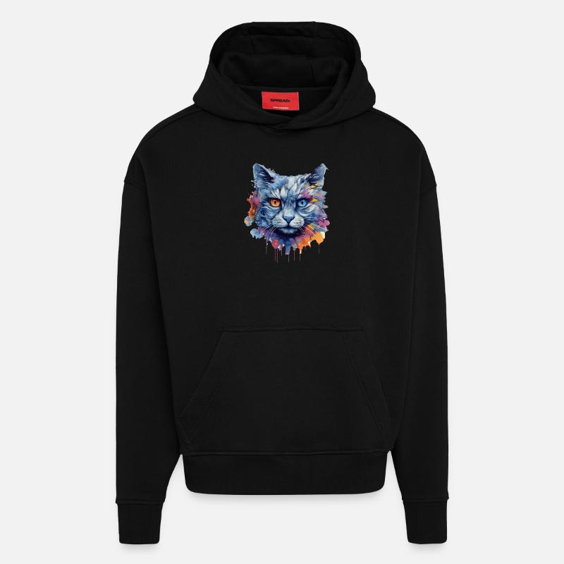 Chat - Sweat à capuche bio épais oversize fabriqué en UE - SOLID BLACK