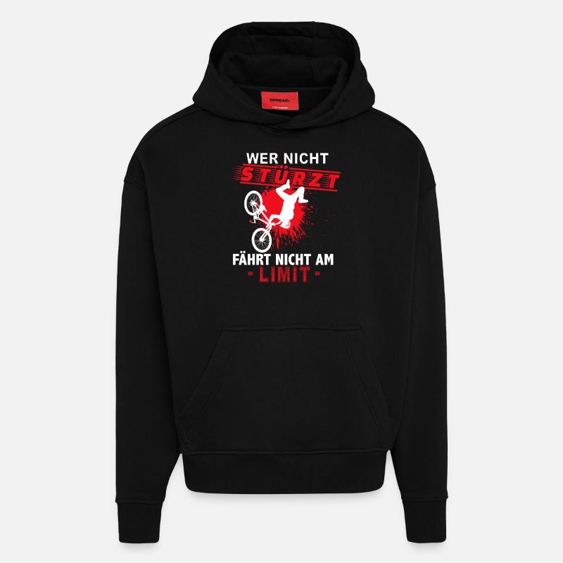 VTT descente VTT - Sweat à capuche bio épais oversize fabriqué en UE - SOLID BLACK