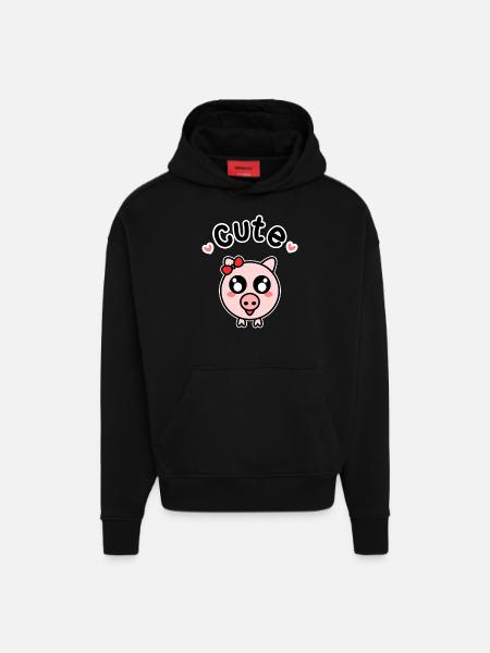 Süßes Schwein Schweinchen Bauer - Hoodie- made by SPREAD  - SOLID BLACK