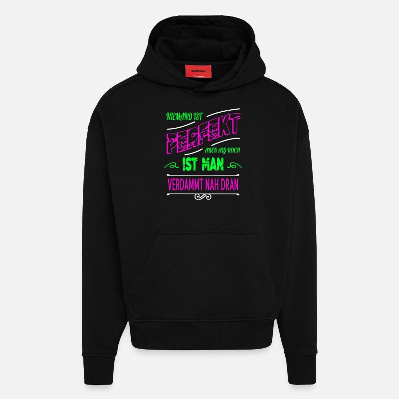 Cadeau d’anniversaire Chef Chef - Sweat à capuche bio épais oversize fabriqué en UE - SOLID BLACK