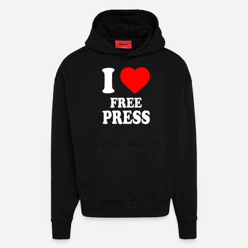 i love free press - Sweat à capuche bio épais oversize fabriqué en UE - SOLID BLACK
