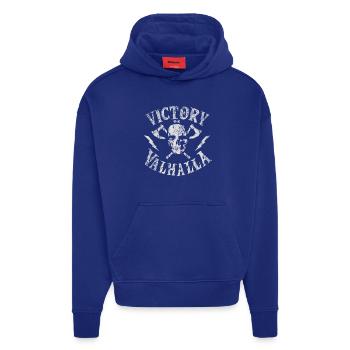 Victory or Valhalla Skull - Hoodie- made by SPREAD  - Iconic Blue - Vorne