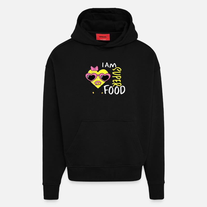 Cœur de fromage - Sweat à capuche bio épais oversize fabriqué en UE - SOLID BLACK
