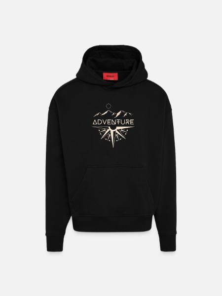 Adventure Mountains Compass - Hoodie- made by SPREAD  - SOLID BLACK