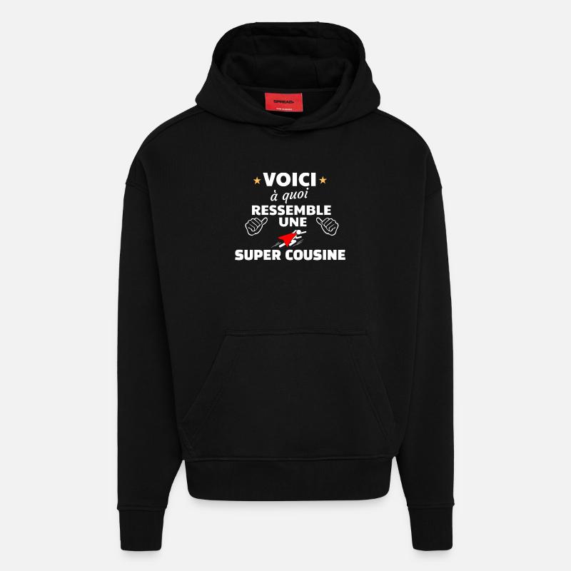 Expression de Fierté Fraternelle - Sweat à capuche bio épais oversize fabriqué en UE - SOLID BLACK