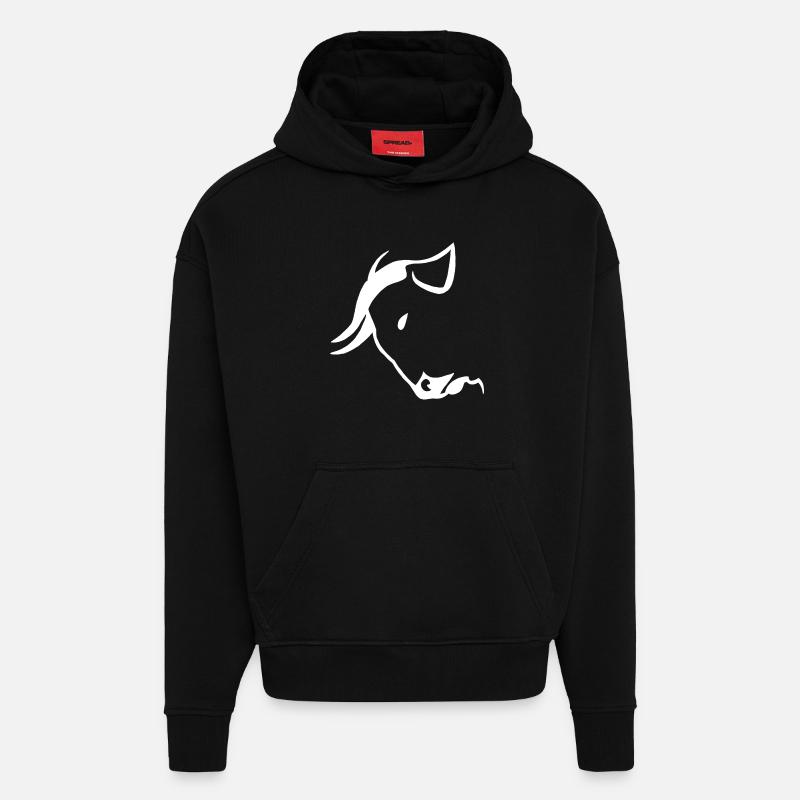 Weißer Stierkopf - Hoodie- made by SPREAD  - SOLID BLACK