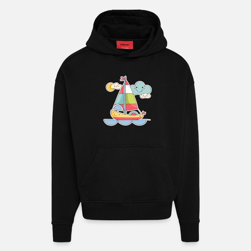 Sailing Comic Look - Hoodie- made by SPREAD  - SOLID BLACK