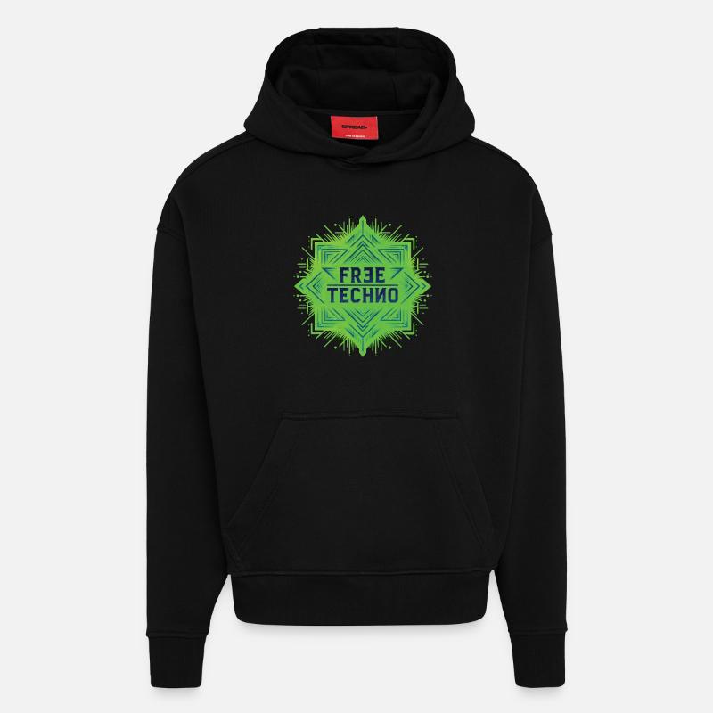 FREE TECHNO #1 – lass uns reden. - Hoodie- made by SPREAD  - SOLID BLACK
