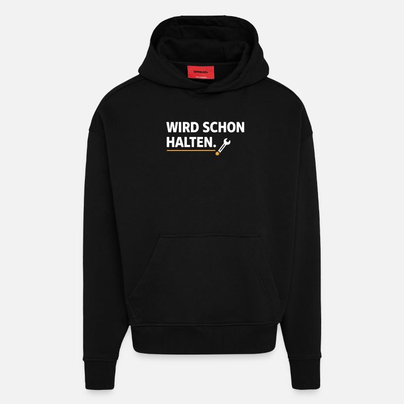 Ça tiendra. – T-shirt Artisan Drôle - Sweat à capuche bio épais oversize fabriqué en UE - SOLID BLACK