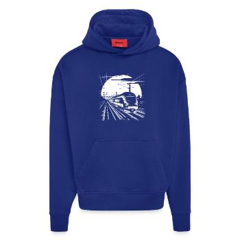 Railway Drawing - Hoodie- made by SPREAD  - Iconic Blue - Front
