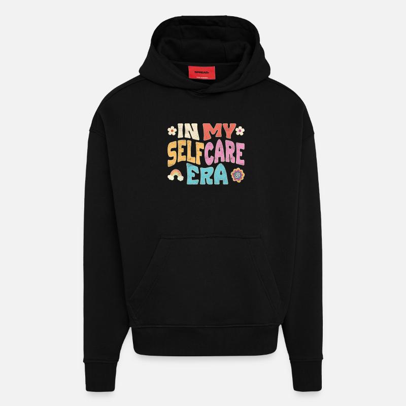 À mon époque de l’auto-soin - Sweat à capuche bio épais oversize fabriqué en UE - SOLID BLACK