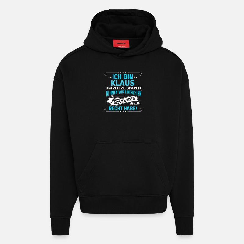 KLAUS - Hoodie- made by SPREAD  - SOLID BLACK