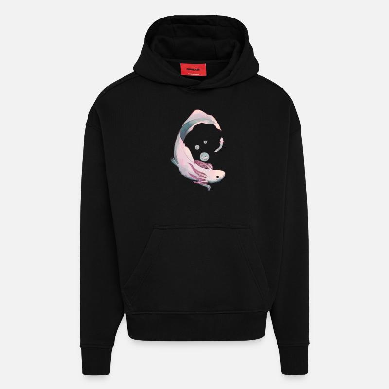 Axolotl Evolution - Hoodie- made by SPREAD  - SOLID BLACK