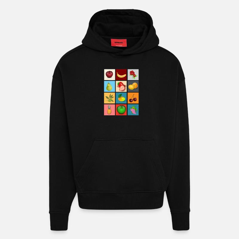 fruits - Sweat à capuche bio épais oversize fabriqué en UE - SOLID BLACK
