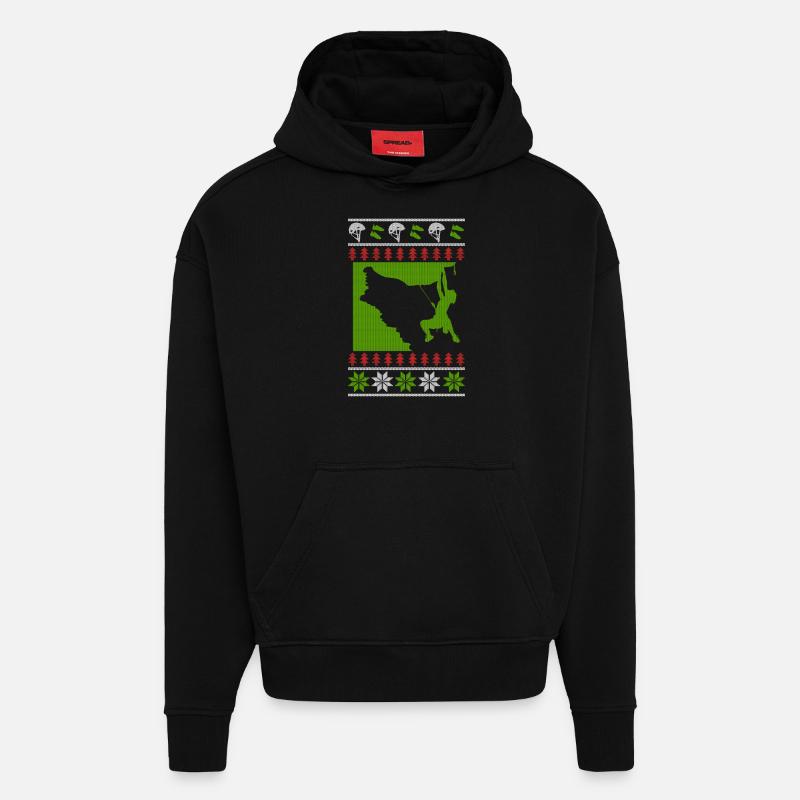 Escalade Bouldering laid de Noël - Sweat à capuche bio épais oversize fabriqué en UE - SOLID BLACK