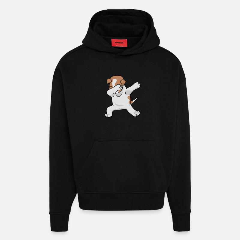 Jack Russell - Jack Russel Terrier - Sweat à capuche bio épais oversize fabriqué en UE - SOLID BLACK