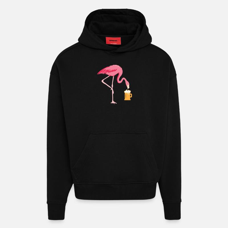 Flamingo Bier - Hoodie- made by SPREAD  - SOLID BLACK