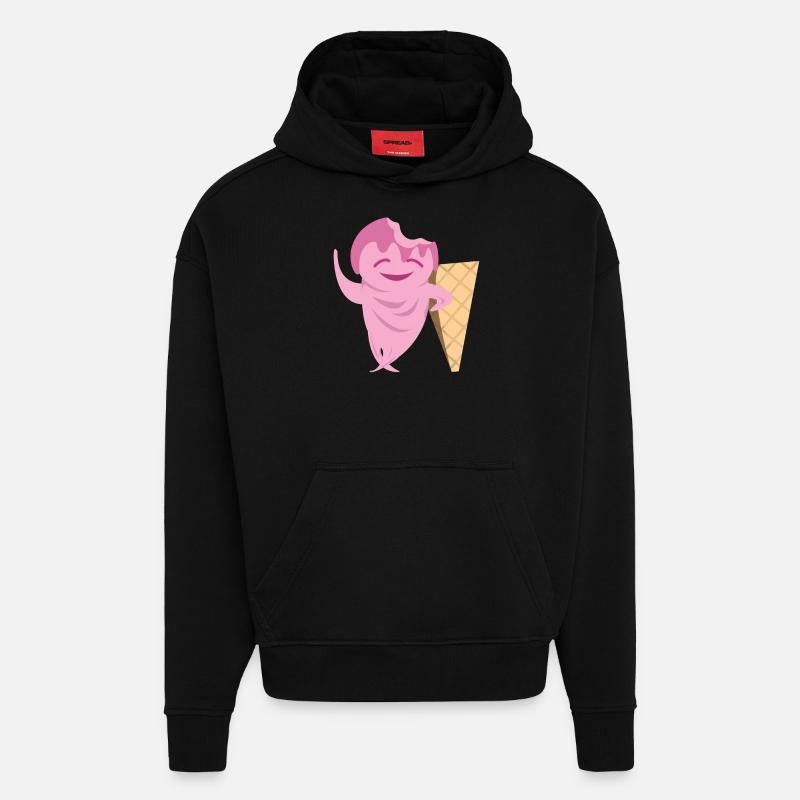 Drôle de crème glacée - Sweat à capuche bio épais oversize fabriqué en UE - SOLID BLACK
