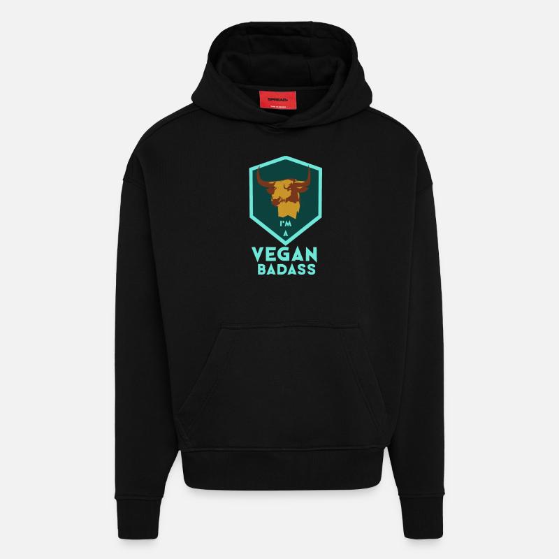 Je suis un vegan difficile - Sweat à capuche bio épais oversize fabriqué en UE - SOLID BLACK