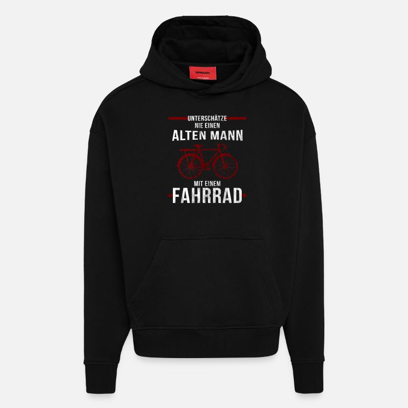 Grand-père vélo - Sweat à capuche bio épais oversize fabriqué en UE - SOLID BLACK