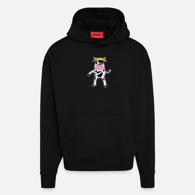 Floss Dance Déplacer Cow - Sweat à capuche bio épais oversize fabriqué en UE - SOLID BLACK